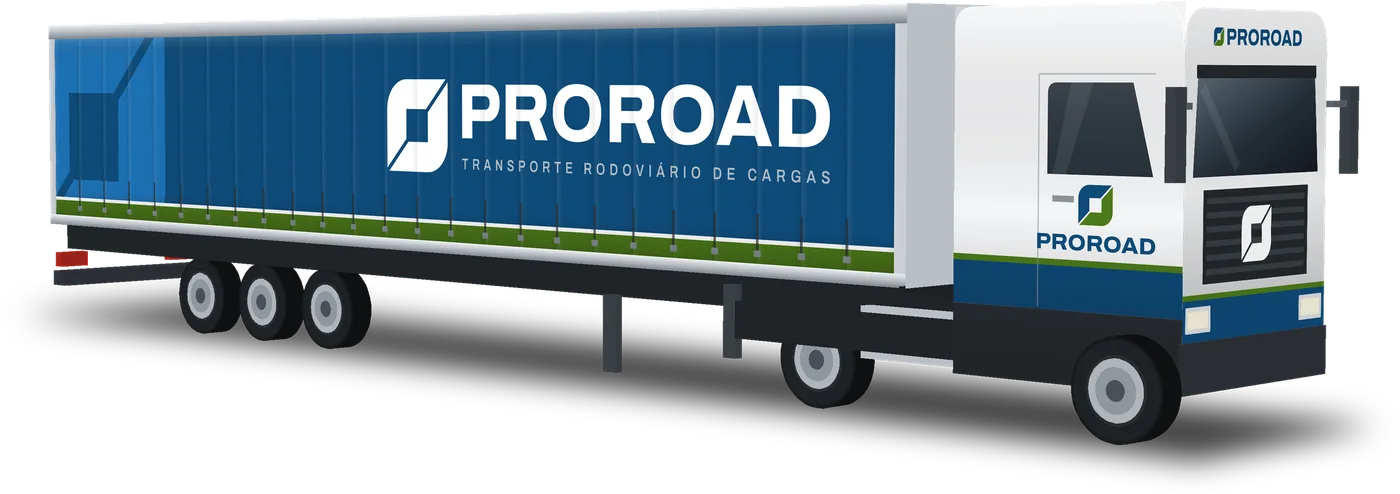 Ilustração de carreta sider com a identidade visual da ProRoad