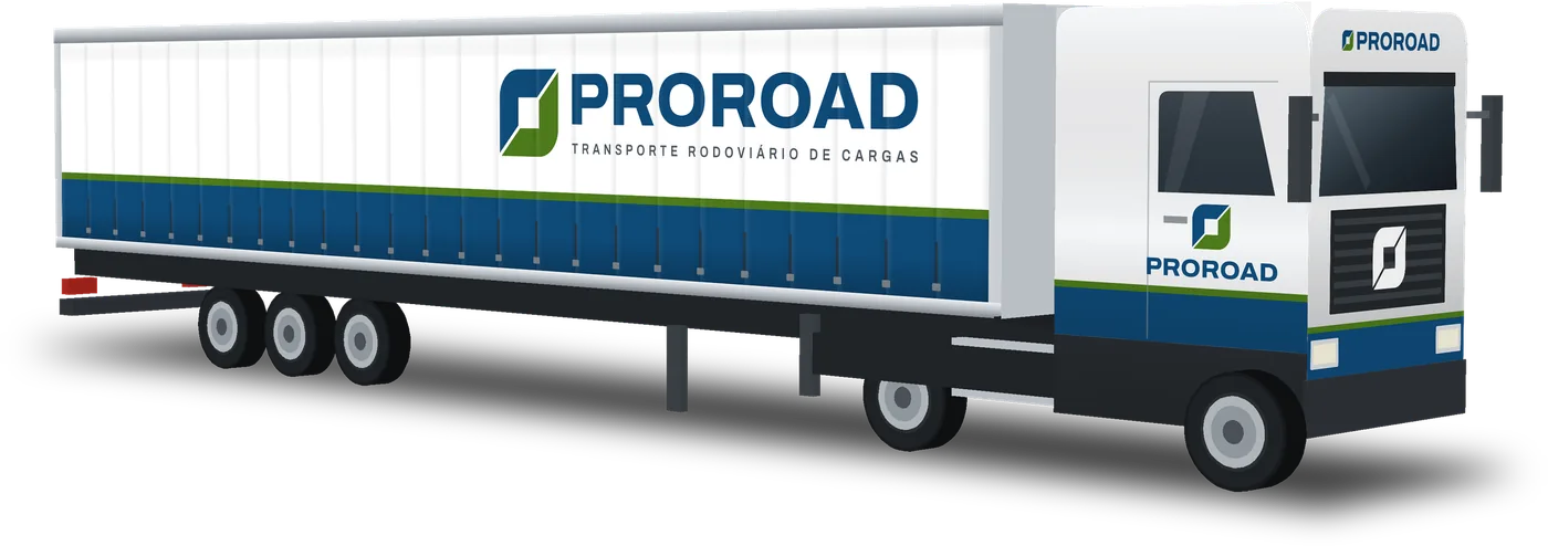 Ilustração da carreta sider branca com a identidade ProRoad
